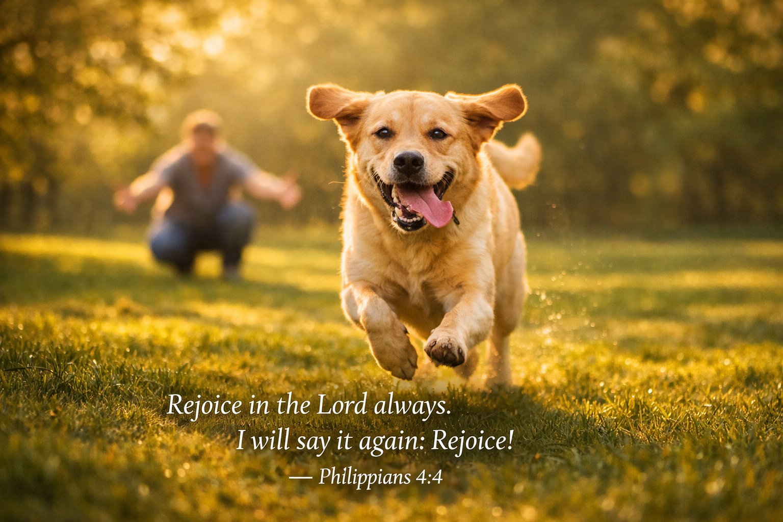 Philippians 4:4 -- Rejoice Always Dog Running Joy Wallpaper